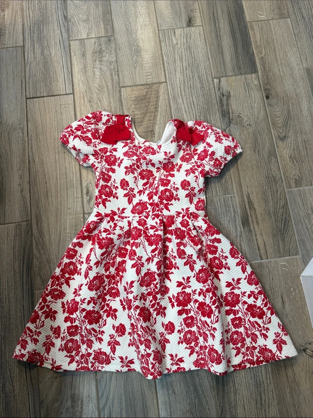 Janie & Jack‎ Girl's Maroon Berry Floral The Floral Quilted Bow Dress Size 12
